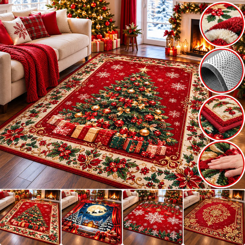 Christmas tree area rug - rug, red