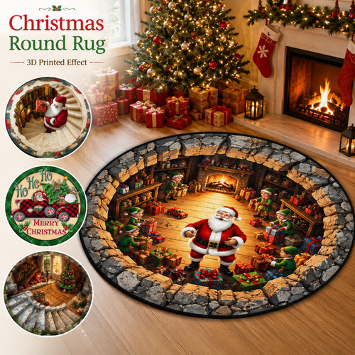 Christmas santa round - rug, 3d