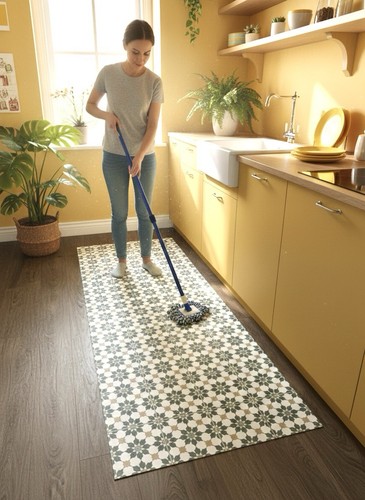 Green vinyl runner rug - rug, for