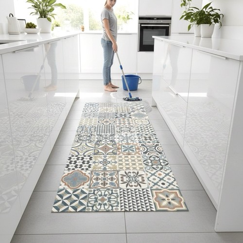 Moroccan vinyl runner rug - moroccan,